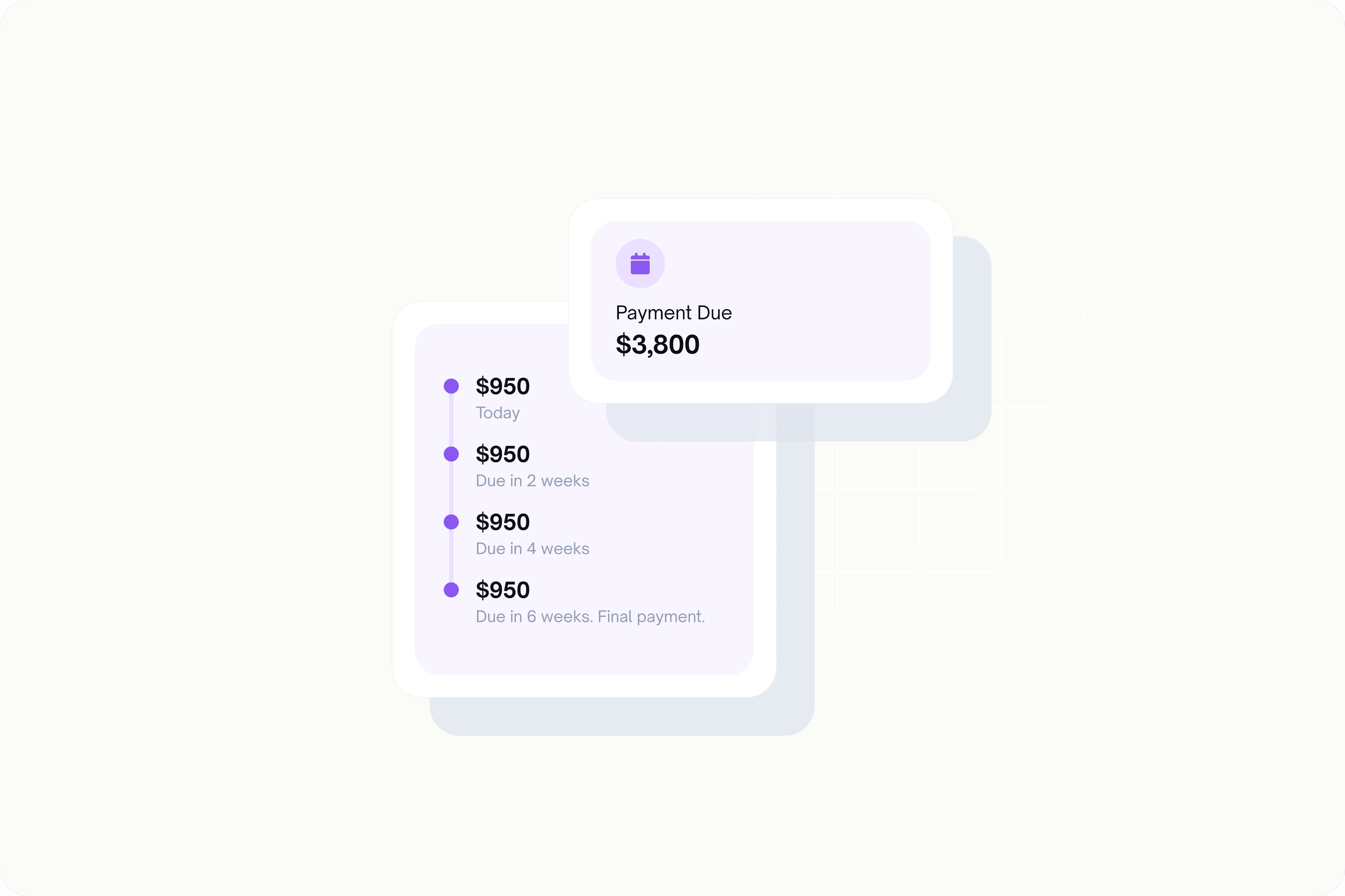 Simplified UI of buy now pay later